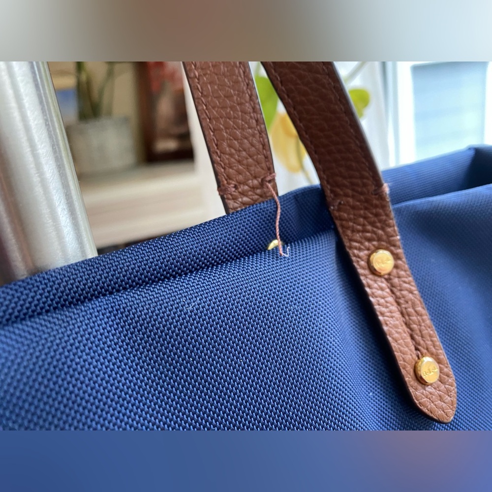 Ralph Lauren Navy Tote with Brown Leather Straps - Picture 4 of 12